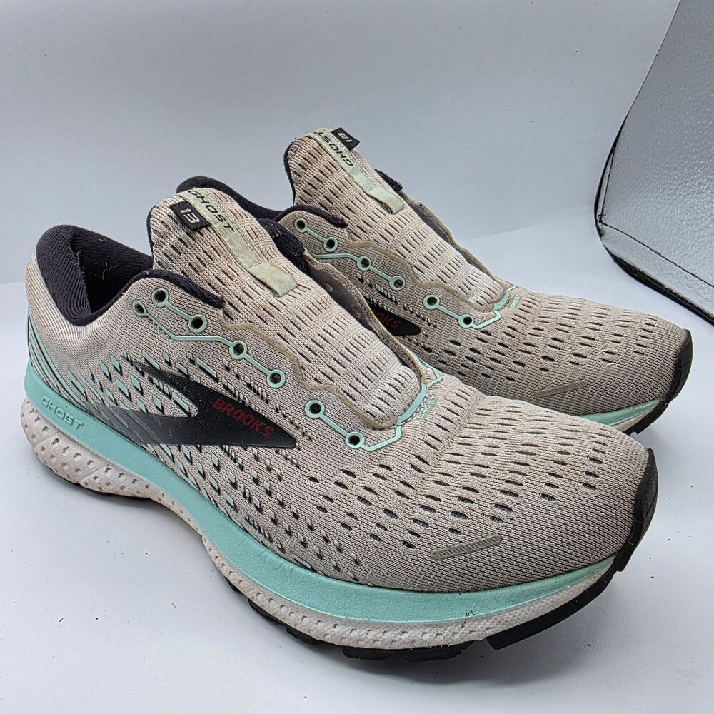 Brooks Ghost 13 Womens Size 7.5 B Gray Teal Running Walking Gym Athletic Shoes